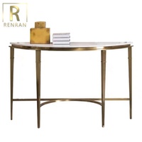Tables consoles de luxe en demi-lune, cadre en métal doré imitation marbre, pour hôtel, lieux publics, hall d'entrée, meubles de maison