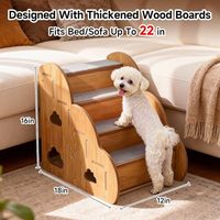 Hundetreppe fürs Bett, Holz-Hundetreppe für Kleine Hunde, Hundestufen für Couch und Sofa, Seniorenleiter für Haustiere, Rutschfeste 4-Stufen-Treppe
