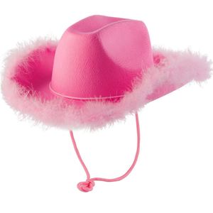 Sombrero de Vaquera con Logotipo Personalizado, Diseño Popular con Borde de Plumas, Sombrero de Vaquera Rosa para Mujer, para Fiestas y Festivales - Product Image 3
