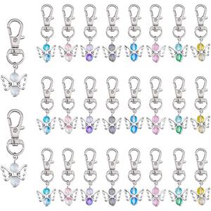 Porte-clés tendance 2026 avec pierre de naissance et ange gardien, lot en gros, idéal pour mariage, baptême, baby shower, ou comme cadeau de bénédiction - Product Image 1