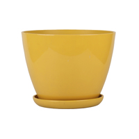 Pot de fleurs en plastique PP rouge brillant avec soucoupe, durable, léger, personnalisation des couleurs, trous de drainage pour la maison et le jardin