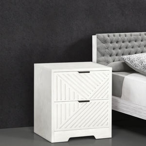 Moderne E1 MDF witte gegroefde geometrische design opbergkast met <span class=keywords><strong>2</strong></span> laden, eenvoudige montage voor woonkamer en slaapkamer - Product Image 1