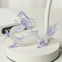 Dragon en cristal soufflé à la main, écologique, gaufré et poli, 93 mm, décoration de boule haute, pour la maison, porte-bonheur Feng Shui