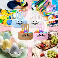 Panier de Pâques tressé en corde de coton avec poignée, vide, pour cadeaux, idéal pour la chasse aux œufs et les fournitures de fête, vente en gros