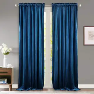 Factory Direct Sell Curtain Holders Blackout Curtain Fabric Velvet Curtains With Attached Valance