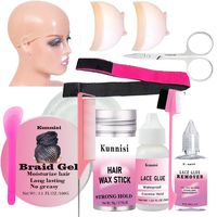 Kit d'installation de perruque en dentelle Super Hold Edge Control dissolvant d'adhésif à forte tenue pour extensions de perruque ensemble d'outils d'extension de cheveux