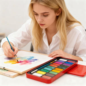 Léger et portable 24 couleurs vives ensemble de peinture aquarelle pour bourgeonnement amateurs et artistes - Product Image 4