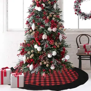 모조리 크리스마스 트리 스커트 천으로-FJZS001 새 모델 크리스마스 장식 격자 무늬 천 120cm 트리 스커트 빨간색과 검은 색 크리스마스 트리 장식