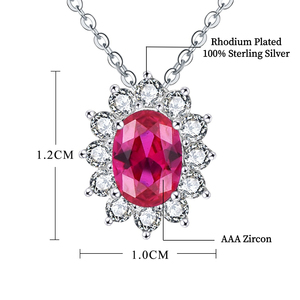 Collar con Colgante de Plata de Ley 925 con Baño de Rodio, Diseño Geométrico Vintage, Zirconia Ovalada, Inspirado en la Princesa <span class=keywords><strong>Diana</strong></span>, para Fiestas, de YILUN - Product Image 6