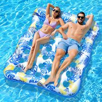 Chaise longue gonflable ergonomique avec dossier, imprimé feuilles tropicales, hamac de piscine, lit flottant pour adultes