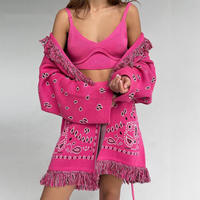 OEM hiver mode LOGO personnalisé rétro Sexy veste revers gland long lâche Jacquard tricoté Cardigan femmes pull