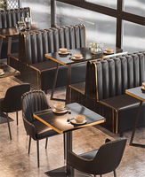 Vente Chaude Mobilier de Restaurant Moderne Banquettes de Restaurant en Cuir Noir Ensemble Table et Chaises pour Fast-Food