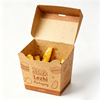 Boîte à frites en papier kraft jetable, boîte à emporter jetable pour la restauration rapide, boîte d'emballage pour nuggets de poulet frit