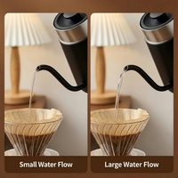 Bouilloire Électrique à Ébullition Rapide 1350W 1L Noire Mate Col de Cygne avec Affichage LED en Acier Inoxydable 304 pour Café à Verser
