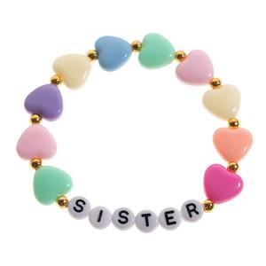 Grande <span class=keywords><strong>petite</strong></span> soeur <span class=keywords><strong>Bracelet</strong></span> cadeaux pour filles Pastel arc-en-ciel coeur <span class=keywords><strong>Bracelet</strong></span> pour annonce soeur élastique perlé <span class=keywords><strong>Bracelet</strong></span> bijoux - Product Image 5