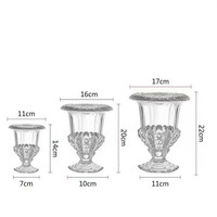 Vente en gros, vase à fleurs en verre gaufré, centre de table pour banquet de mariage, décoration, petit gobelet en cristal transparent, porte-fleurs