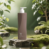 500ml 750ml PET Brun Gris Carré Irrégulier Bouteille En Plastique Presse Pompe pour Soins de La Peau Sérum Visage Crème Nettoyant Lotion Gel Douche
