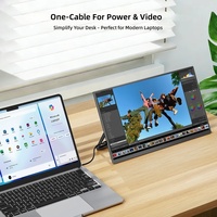 Moniteur portable tactile 15,6 pouces 100% SRGB 1080P avec haut-parleur, support et USB-C pour écran de jeu ultra-fin