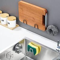 Support mural auto-adhésif en acier inoxydable 304 pour éponge de cuisine avec égouttoir
