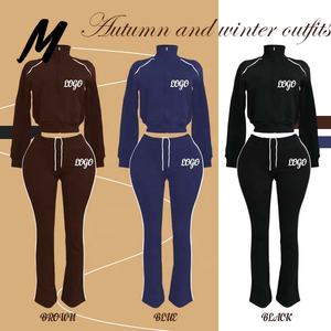 Große Größen Freundliches Set Winterkleidung für Damen Hersteller Stehkragenjacke und Hose Individuelles Logo 2-teiliges Damen-Set - Product Image 1