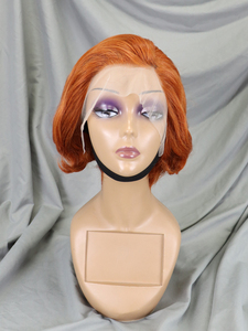 Vente en gros Couleur Orange Gingembre #350 Perruques Courtes Bob Perruques Naturelles Brésiliennes Cheveux Humains Avant <span class=keywords><strong>de</strong></span> Lacet Perruques <span class=keywords><strong>Oreille</strong></span> à <span class=keywords><strong>Oreille</strong></span> Frontale Pixies Perruques - Product Image 3