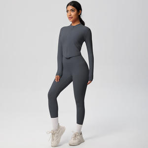RUIQUWIN Logo personnalisé veste d'entraînement de course à pied respirante pour femmes survêtement motif solide ensemble de sports d'hiver actifs taille élastique - Product Image 2
