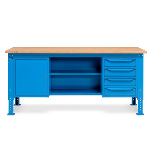 Fami WORK2008 Établi réglable 200cm, fermé, plateau en bois, armoire et 4 tiroirs - Product Image 2