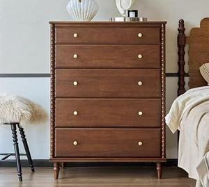 Traditional Solid Wood 5-Drawer <b>Chest</b> Cabinet Antique Finish Bedroom <b>Storage</b> Furniture - Product Image 5