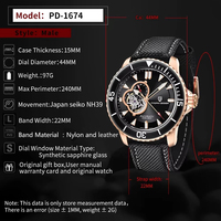 Montre automatique pour homme PAGANI DESIGN PD-1674, mouvement japonais TMI NH39, tourbillon squelette, cristal saphir, montre mécanique à bracelet, 200 m