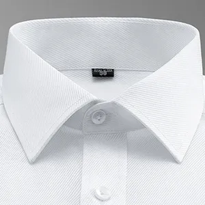 Chemises à manches longues en coton de couleur unie pour hommes Vêtements de bureau blancs à poche unique - Product Image 2