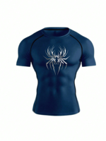 T-shirt de compression personnalisé pour homme, léger, à manches courtes, imprimé araignée, pour l'été, anti-transpiration, séchage rapide, respirant, extensible dans quatre directions