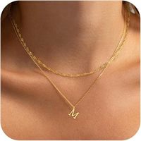 Collier à pendentif lettre double couche chaîne torsadée, tendance et polyvalent, accessoire féminin très prisé