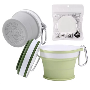 Vente en gros de gobelets en silicone pliables personnalisés de 170 ml, gobelets de voyage réutilisables pour l'extérieur avec couvercle - Product Image 1