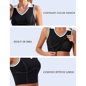FOXA Womens Golf Polo Tank <b>Top</b> Built In Bra Quick Dry Sporty Collared Workout <b>Top</b> - Product Image 4
