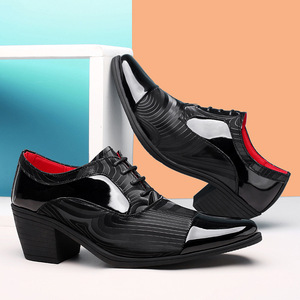 2022 automne hommes hauteur augmentant chaussures en cuir avec bout fermé PU semelle intérieure discothèque barbier pompes Studio pointu talons hauts - Product Image 4
