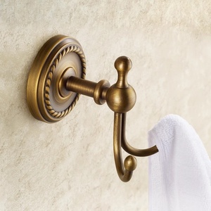 Porte-serviettes et support de bain pliables en laiton de style antique, fixation murale sans perçage pour salle de bain/toilettes/stockage - Product Image 2