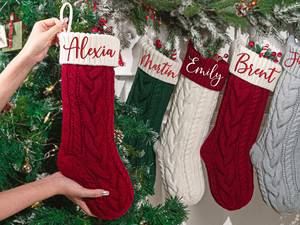 Bas de Noël brodé personnalisé avec nom tricoté famille bas de Noël décor de <span class=keywords><strong>vacances</strong></span> cadeau cadeau de famille de Noël - Product Image 6