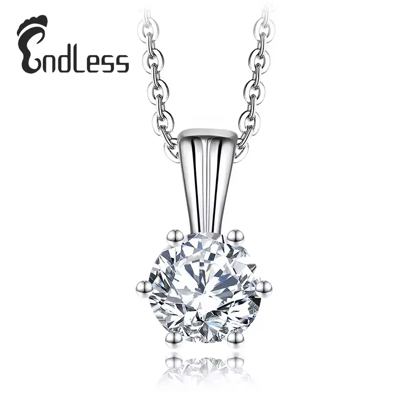 Wholesale Classic Simple Design1 Carat Round Hearts and Arrows Sona Cubic mossanite Platinum Plated Necklaces Jewelry