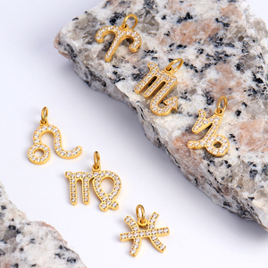 Colgante de diamante de acero inoxidable para fabricación de joyas, signo pequeño del zodiaco, <span class=keywords><strong>2022</strong></span> - Product Image 3