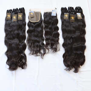 Mèches indiennes brutes, vierges, Loose Deep Wave, 100% cheveux humains crus avec Frontal 13x4 et 4x4 Lace Closure - Product Image 1