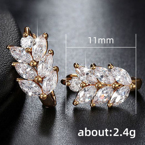 Orecchini a Cerchio Classici in Rame con Foglie e Spighe di Grano, Cristalli Pavé, per Donna, Eleganti, Ispirati alla Natura, Accessori per Uso Quotidiano - Product Image 5
