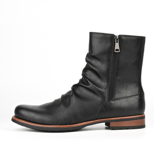 Brown Leather Ankle <b>Boots</b> Round Toe Zip Closure <b>Boot</b> Anti Slip Rubber Outsole Style Men's Shoes Wholesale Men's Casual Shoes - Product Image 4