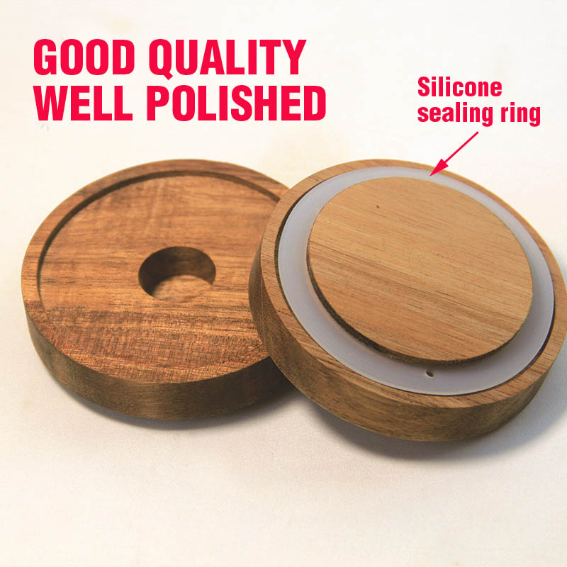 Tappo In Legno Di Acacia Con Anello In Silicone Per Barattoli – Coperchio Ermetico Con Maniglia, Per Conservare Alimenti, 10 Cm