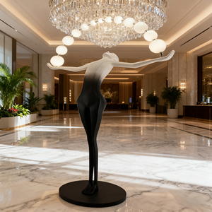 Jacksun Khách Sạn Nghệ Thuật Lớn LED Nhựa Cabochon Sàn Đèn Cô Gái Giữ Không Khí Bóng Trang Trí Nội Thất Con Người Điêu Khắc Đèn Sàn 2.3 Meter - Product Image 2