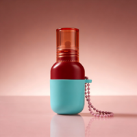 Mini tube de brillant à lèvres en ABS en forme de bouteille avec bouchon à vis – Contenant cosmétique bicolore avec cordon perlé pour soins de la peau