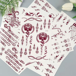 Autocollant de <span class=keywords><strong>tatouage</strong></span> temporaire <span class=keywords><strong>au</strong></span> <span class=keywords><strong>henné</strong></span> <span class=keywords><strong>simple</strong></span> pour Halloween, imperméable, pour la peinture artistique sur les mains, les pieds et le corps, motif crâne, araignée, <span class=keywords><strong>tatouage</strong></span> Mehndi pour festival - Product Image 5