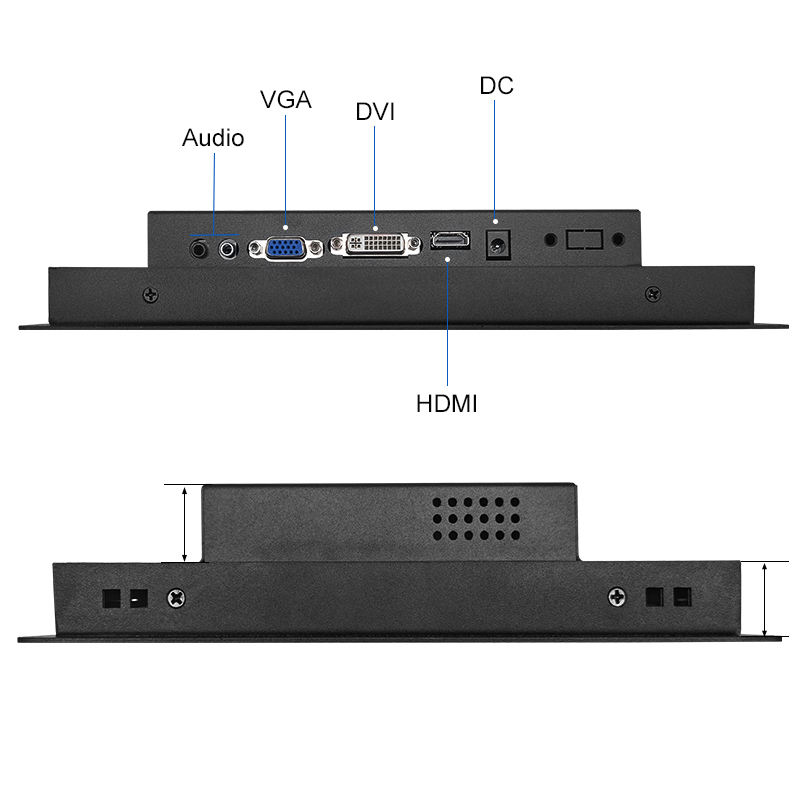 10.4/10 Inch Industrial Embedded Monitor Metal Case Resistive Touch Screen Wall-Mounted VESA VGA Port TFT-LCD Display in Stock