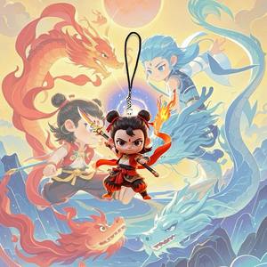 Caliente película Nezha 2 Ao Bing mochila ornamento dibujos animados Anime alta belleza móvil cadena promocional llaveros y mosquetones - Product Image 4