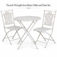 Ensemble bistro pliant minimaliste en métal blanc, 3 pièces, table et chaises de patio pour jardin, balcon