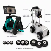 Robot d'inspection de tuyaux mini DN150mm 4K Full HD, caméra CCTV sur chenilles avec câble de 300m, caméra rotative à 2 objectifs, 8 télécommandes haute puissance